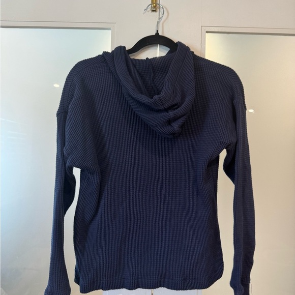 J. Crew navy Waffle-Knit Hooded Sweater - Picture 3 of 3